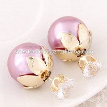 2016hot sale wholesale wedding all types double round shaped earrings pearl